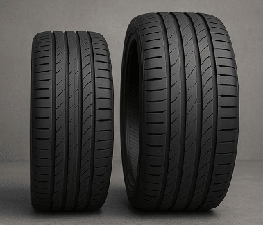 لاستیک کم پهنا تر در جلو و لاستیک پهن تر در عقب